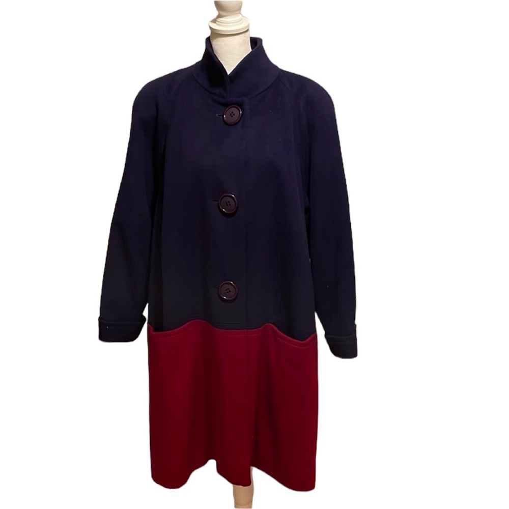 Vintage Searle color block wool coat. Size 14. EUC